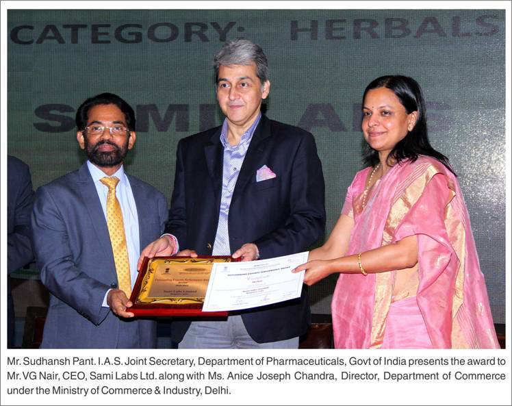 Sabinsa again honored with two pharmexcil awards noting excellence in patents and exports