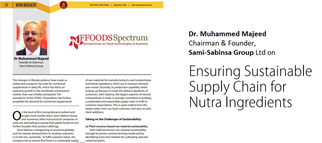 Ensuring Sustainable Supply Chain for Nutra Ingredients